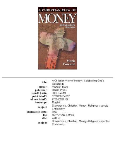 A Christian View of Money: Celebrating God's Generosity (Giving Project)