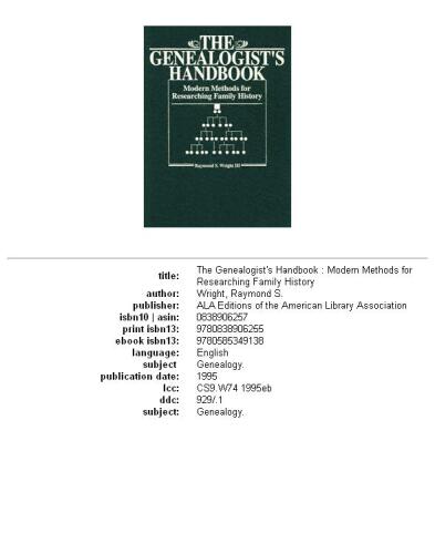 The genealogist's handbook: modern methods for researching family history