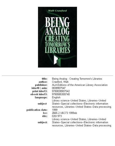 Being analog: creating tomorrow's libraries
