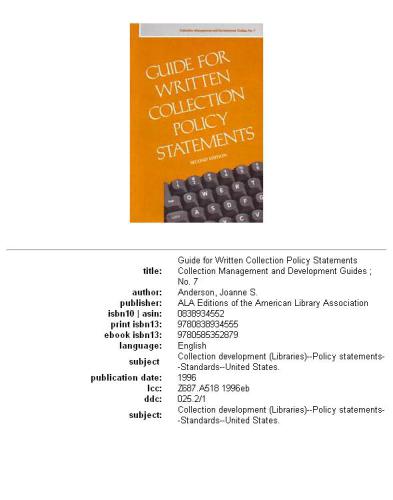 Guide for written collection policy statements