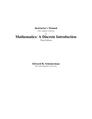 Mathematics: A Discrete Introduction, Third Edition [3rd Ed] (Instructor Solution Manual, Solutions)