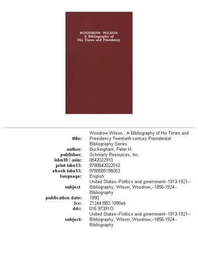 Woodrow Wilson: a bibliography of his times and presidency