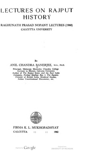 Lectures on Rajput History