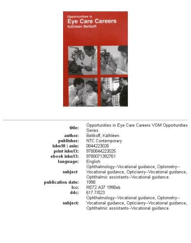 Opportunities in Eye Care Careers