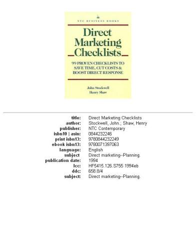 Direct marketing checklists