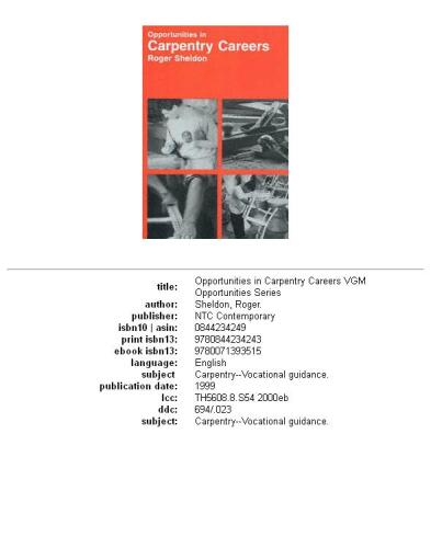 Opportunities in carpentry careers