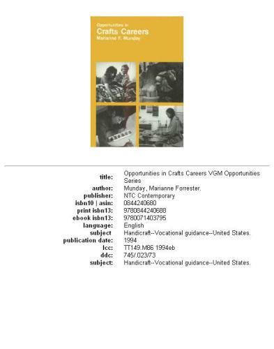 Opportunities in crafts careers