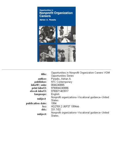 Opportunities in nonprofit organization careers
