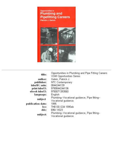 Opportunities in plumbing and pipe fitting careers