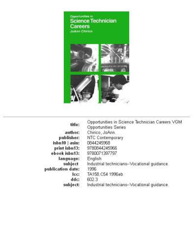 Opportunities in science technician careers