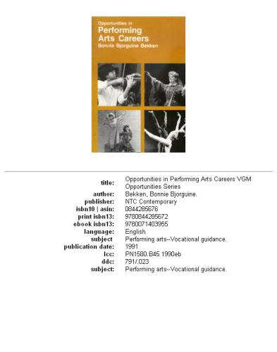 Opportunities in performing arts careers