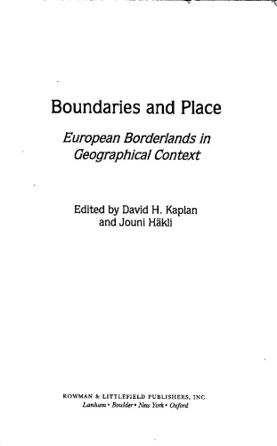 Boundaries and Place: European Borderlands in Geographical Context