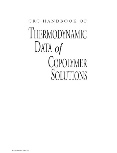 CRC Handbook of Thermodynamic Data of Copolymer Solutions