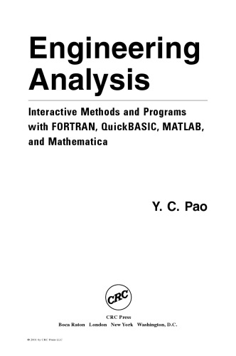 Engineering analysis : interactive methods and programs with FORTRAN, QuickBASIC, MATLAB, and Mathematica