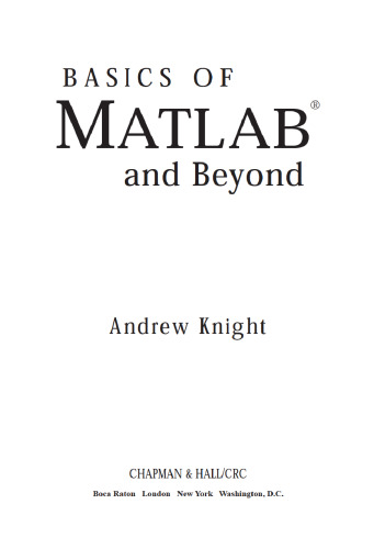 Basics of MATLAB and Beyond