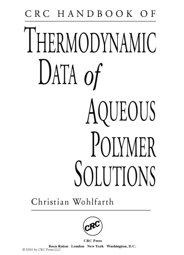CRC handbook of thermodynamic data of aqueous polymer solutions