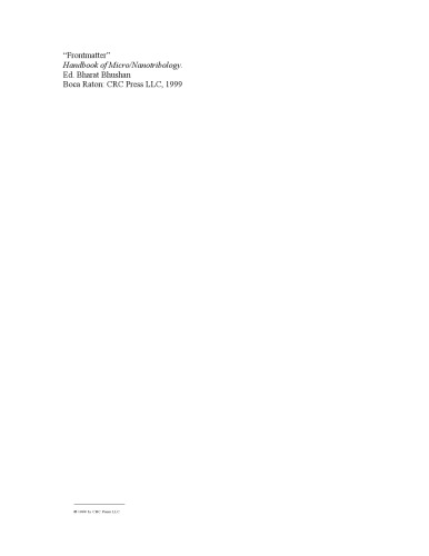 Handbook of micro/nanotribology