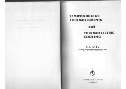 Semiconductor Thermoelements and Thermoelectric Cooling