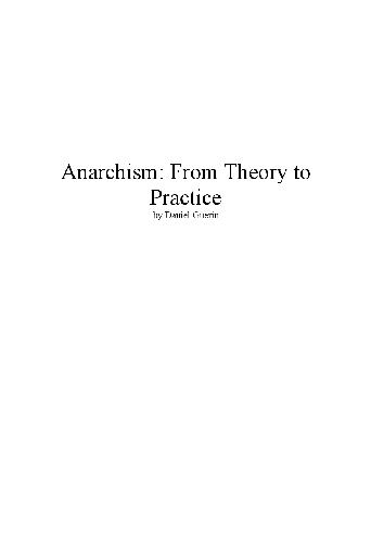 Anarchism: From Theory to Practice