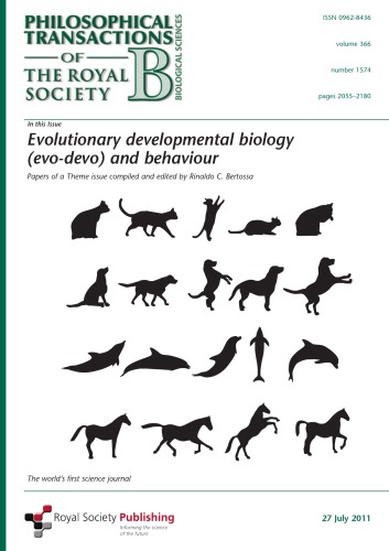 Evolutionary Developmental Biology (Evo-Devo) and Behaviour (Philosophical Transactions of the Royal Society series B) issue 1574