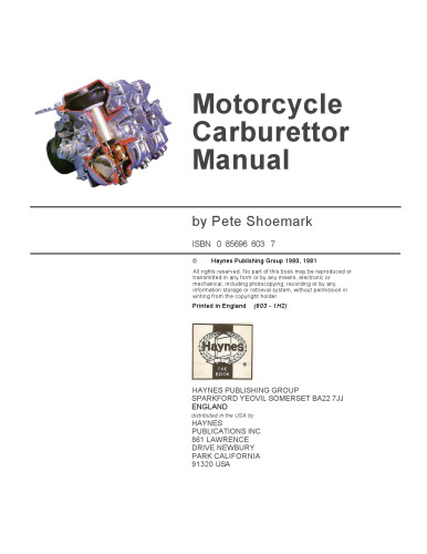 Motorcycle Carburettor Manual (Haynes Motorcycle Carburettor Manual)