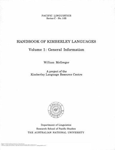 Handbook of Kimberleey Languages (Vol ume 1: General Information)