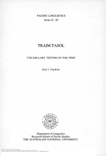Traim Tasol: Vocabulary Testing in Tok Pisin