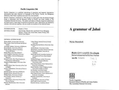 A Grammar of Jahai (Pacific Linguistics 566)