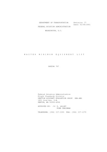 Master minimum equipment lists (MMEL) and minimum equipment lists (MEL)