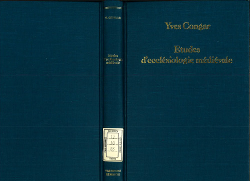 Etudes d'ecclésiologie médiévale (Variorum reprint) (French Edition)