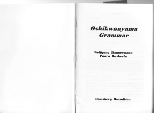 Oshikwanyama Grammar