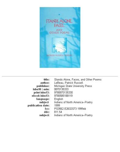 Stands alone, Faces, and other poems
