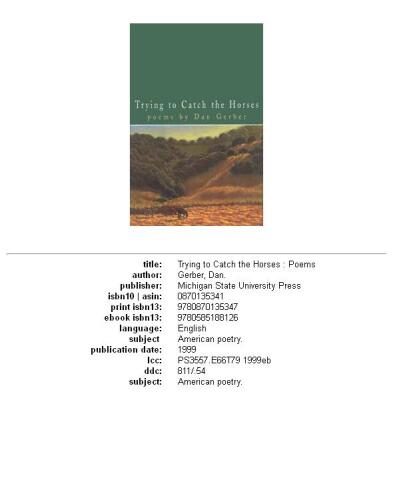 Trying to Catch the Horses: Poems