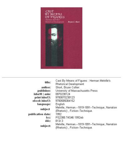 Cast by means of figures: Herman Melville's rhetorical development