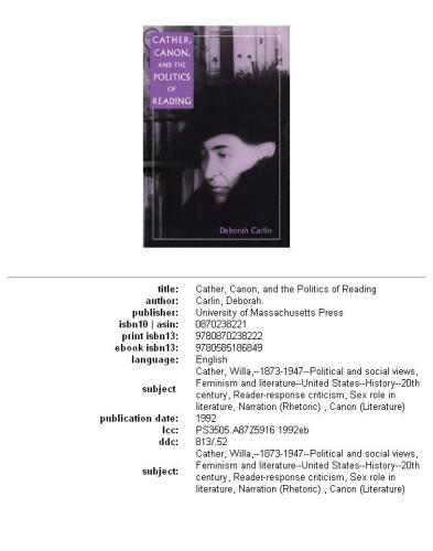 Cather, canon, and the politics of reading