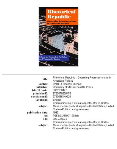 Rhetorical republic: governing representations in American politics