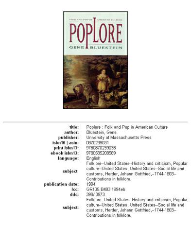 Poplore: folk and pop in American culture