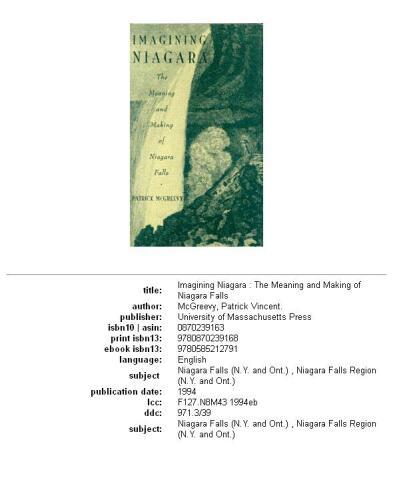 Imagining Niagara: the meaning and making of Niagara Falls