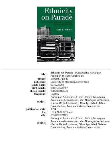 Ethnicity on parade: inventing the Norwegian American through celebration