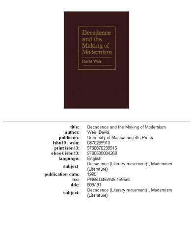 Decadence and the making of modernism