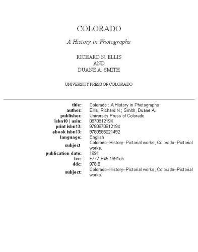 Colorado: a history in photographs
