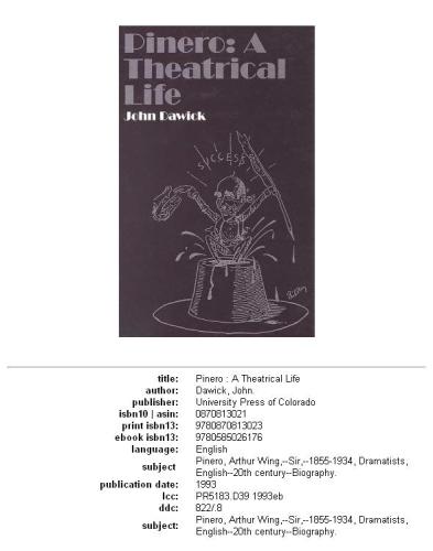 Pinero: a theatrical life