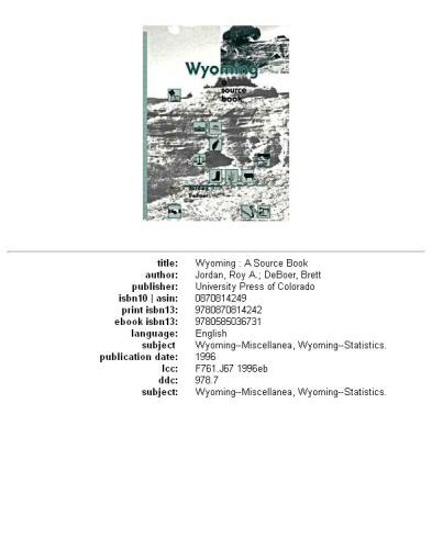 Wyoming: a source book