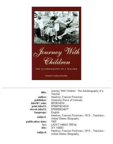 Journey with children: the autobiography of a teacher