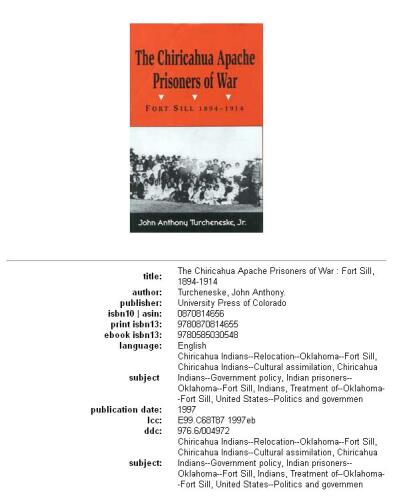The Chiricahua Apache prisoners of war: Fort Sill, 1894-1914