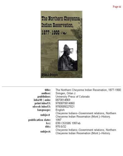 The Northern Cheyenne Indian Reservation, 1877-1900