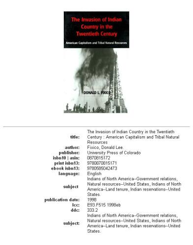 The Invasion of Indian Country in the Twentieth Century: American Capitalism and Tribal Natural Resources