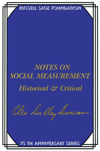 Notes on Social Measurement: Historical and Critical