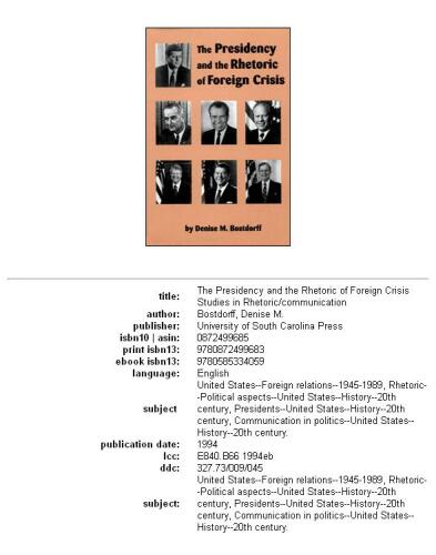 The presidency and the rhetoric of foreign crisis