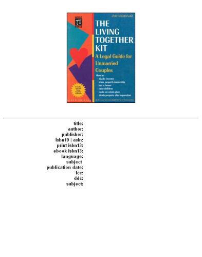 The living together: a legal guide for unmarried couples